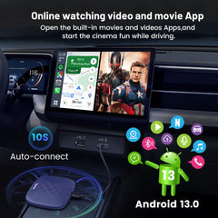 Carlinkit CarPlay Ai TV Box Plus Android13 8 + 128GB QCM 8-Core 665 6125 Wireless CarPlay Android Auto لـ Youtube Netflix 4G LTE