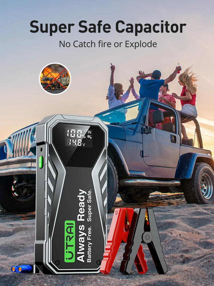 UTRAI Super Capacitor Car Jump Starter Battery Less Quick Charge Super Safe 1000A Portable For Emergency Booster Starting Device