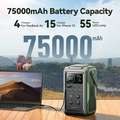 JOYROOM 75000mAh 240Wh Portable Power Station with 100W USB C Output Large Battery Capacity Power Bank Lighting and SOS Mode