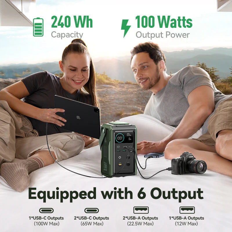 JOYROOM 75000mAh 240Wh Portable Power Station with 100W USB C Output Large Battery Capacity Power Bank Lighting and SOS Mode