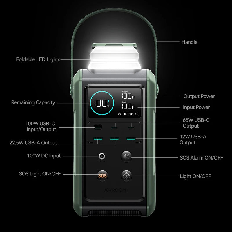 JOYROOM 75000mAh 240Wh Portable Power Station with 100W USB C Output Large Battery Capacity Power Bank Lighting and SOS Mode